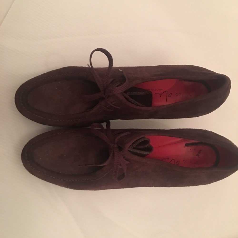 Pas De Rouge Brown Suede Shoes size 11